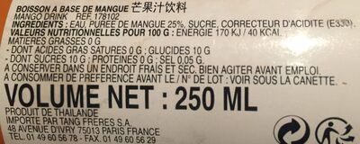 Boisson à Base De Jus De Mangue